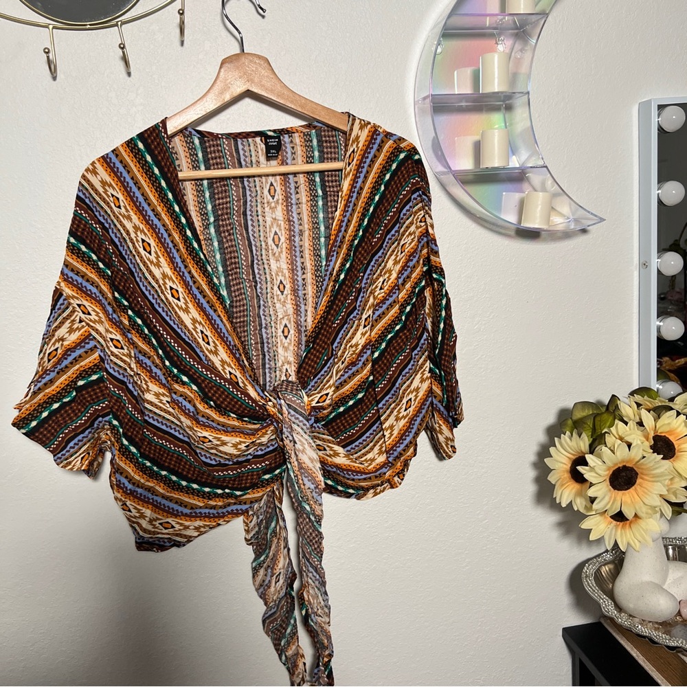 SHEIN Multicolor Geometric Print Top